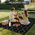 thumbnail image 4 of Black Morocco Outdoor Rug 3x5 Ft - Reversible Patio Rug Outdoor Camping Rugs, Geometric Leaf Diamond Lattice Abstract Washable Indoor Outdoor Area Rugs, Non-Slip Outdoor Carpet Runner for Deck/Porch, 4 of 8