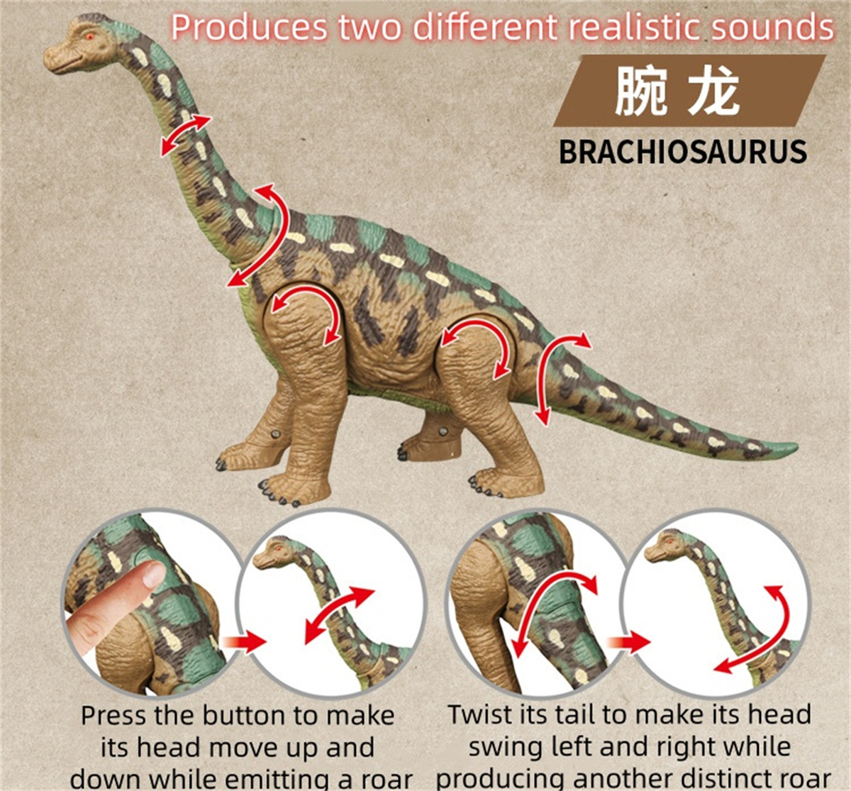 Simulated Dinosaur Toys for Toddlers, Realistic Jurassic World Toys for Kids, Jumbo Dinosaur Toys for Boys and Girls Gift(BRACHIOSAURUS-Sound)