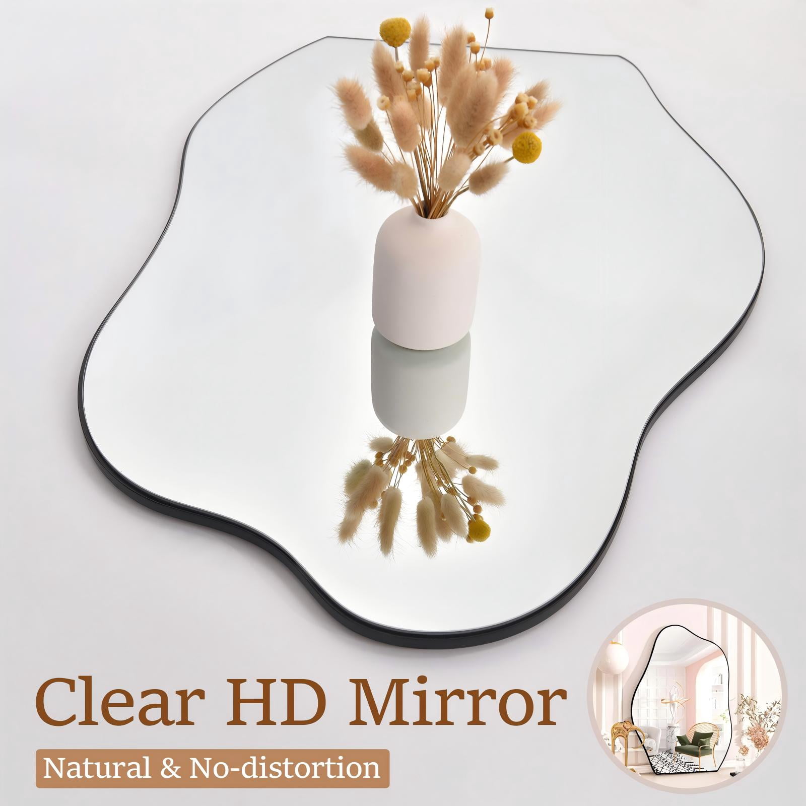 Anyrose 40"x26" Irregular Vanity Bathroom Mirror Frameless Wall Mirror
