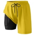 thumbnail image 4 of Fgnfyis Men Swim Shorts Summer Fashion Gradient Color Double Layer Board Shorts with Pockets Mens Swim Trunks Yellow_001 XXXL, 4 of 4