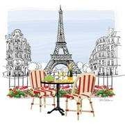 Napkin/Luncheon - "Bistro de Paris" - Eiffel Tower, Bistro Table & Chairs Design