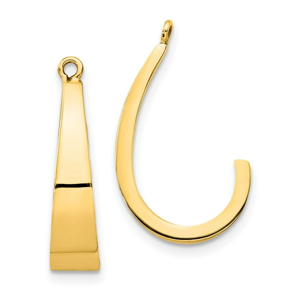 Real 14kt Yellow Gold Polished J-Hoop Earring Jackets; for Adults and Teens; for Women and Men