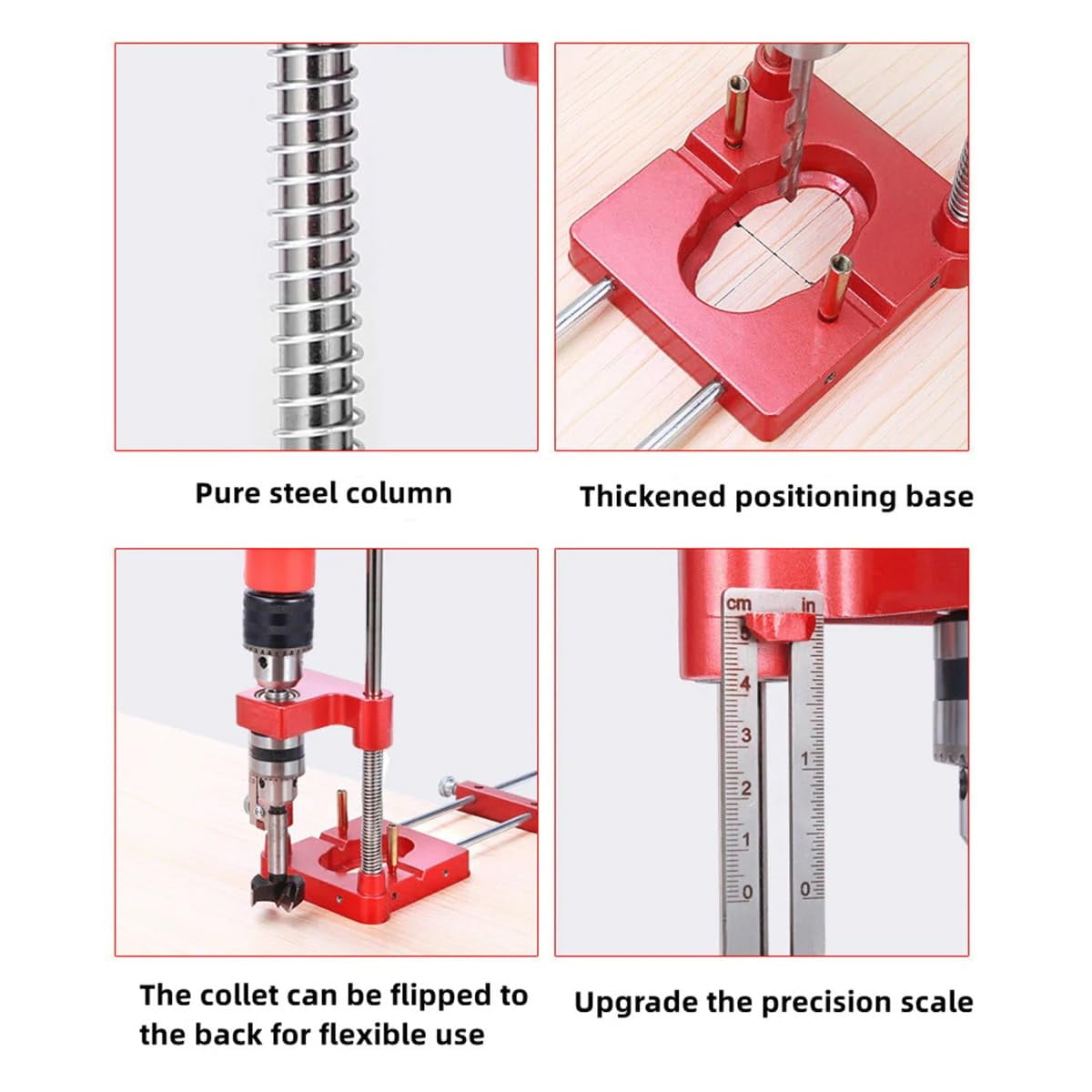 Aluminum Alloy Woodworking Drill Locator Pocket Hole Jig Drill Guide Adjustable Punch Locator for DIY Bench Furniture Position Hand Tools