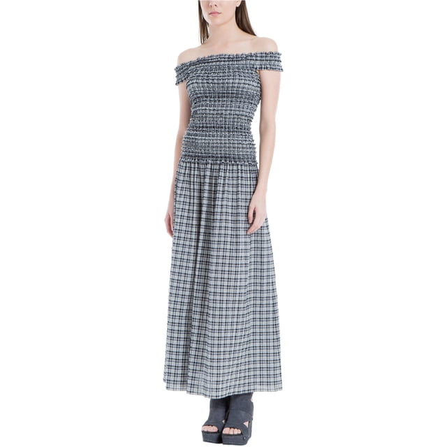 Max Studio London Robe Longue à Épaules Dénudées pour Femmes, Noir, Très Petit