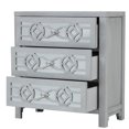 thumbnail image 3 of Nightstand Wood Cabinet with 3-Drawer, Chest of Drawer with Silver Metal Handles & Decorative Mirror, Fully Assembled,Silver, 3 of 7