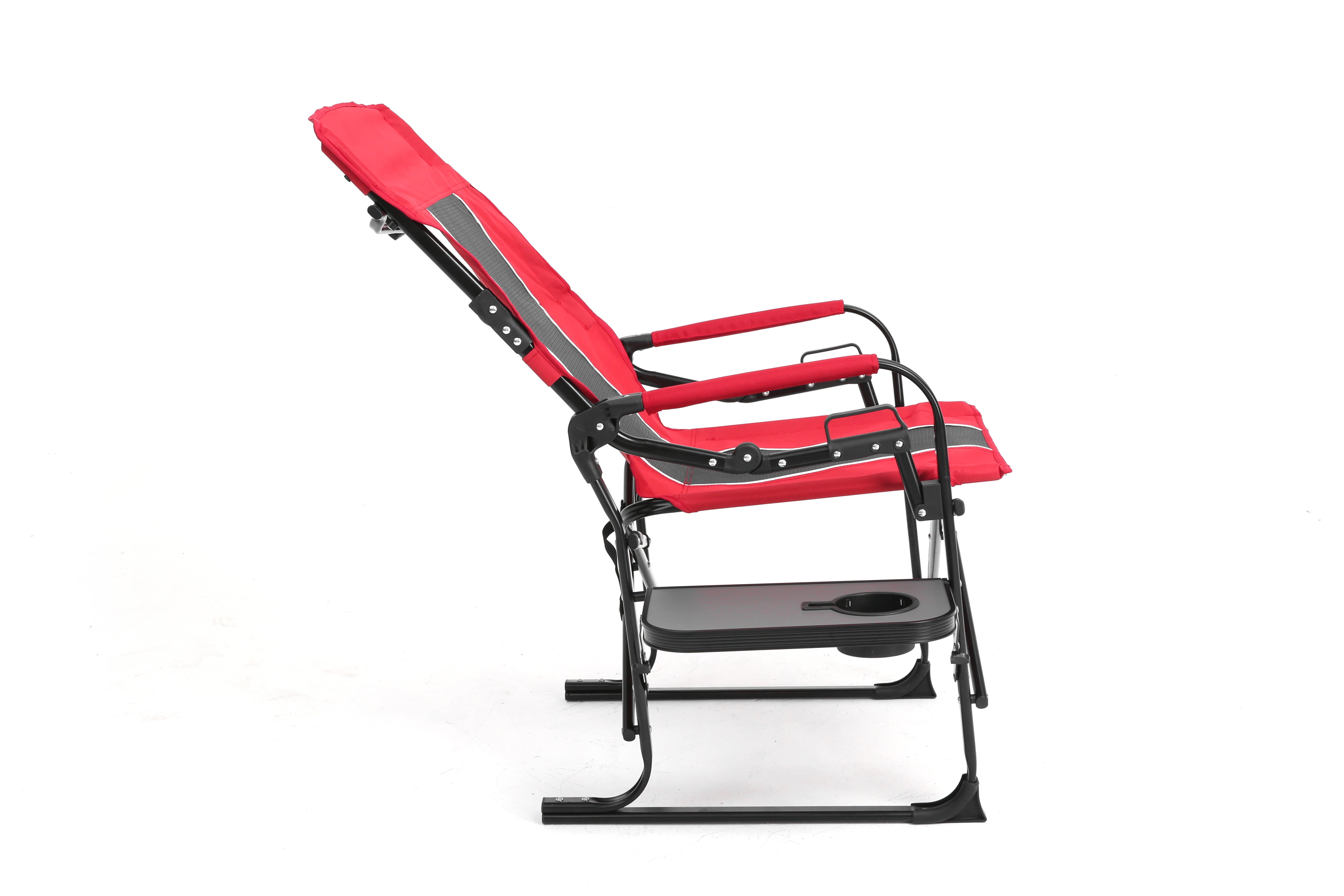 Camping Director Chair Oversized with Side Table and Cup Holder, Heavy Duty Portable Folding Chair for Beach and Lawn, Red