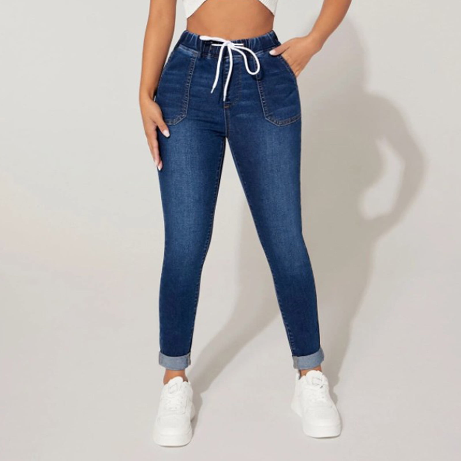 ★★ ★★ Slim high waist denim pants T22F0NPC0 Trendy High Waisted Skinny Rise Slim Stretchy Jeans for