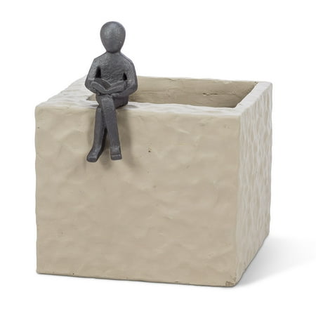 Set of 4 Large Square Planter with Figure