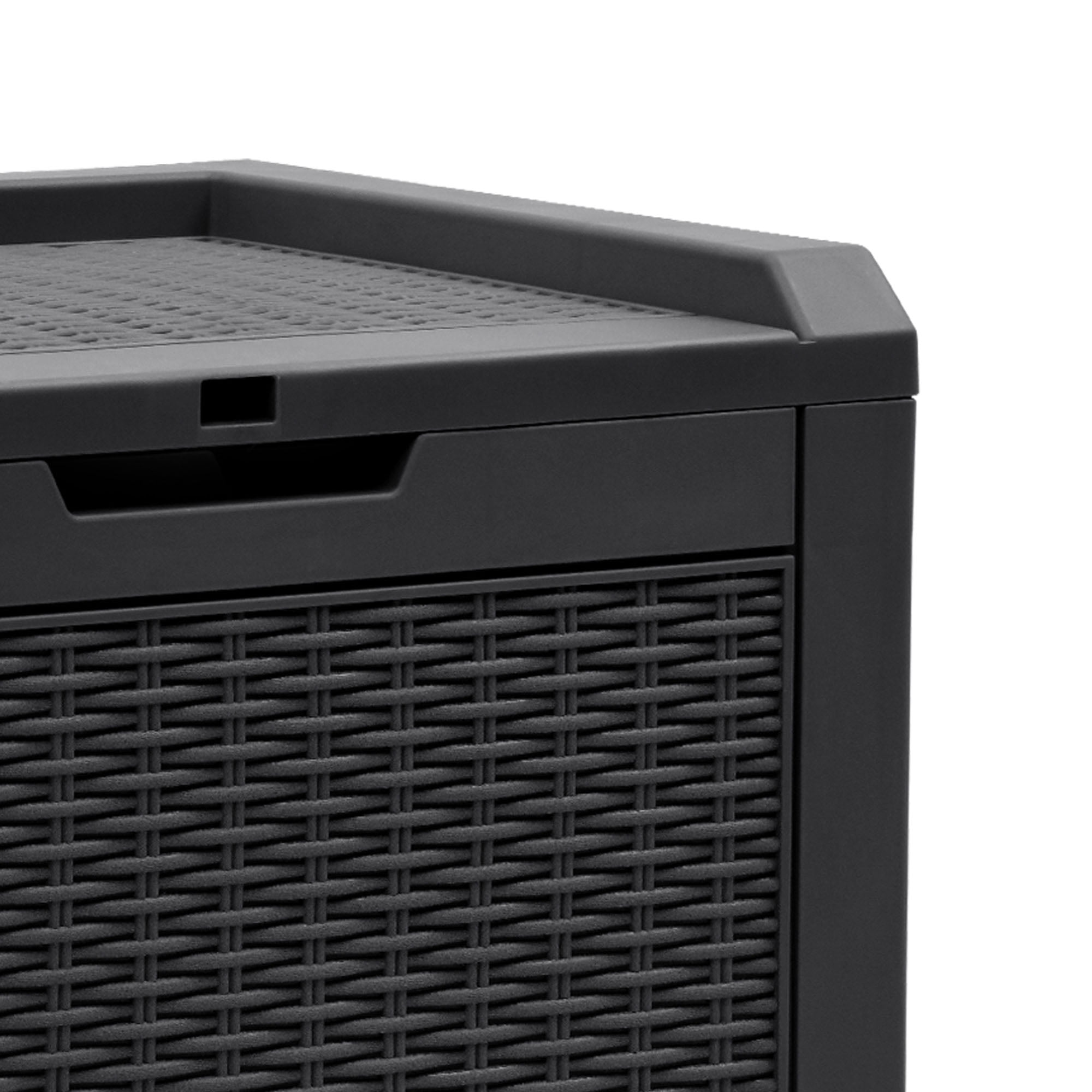 Uforic Outdoor Lockable 32 Gal Resin Deck Box, Storage Box with Lockable Lid & Side Handles, Black