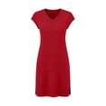 thumbnail image 5 of Pounoo Dresses for Women Short Sleeve V Neck Solid Color Casual Dresses for Women Office Commute Daily Wear Gift, 5 of 6
