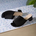 thumbnail image 6 of Dakaela Knit Heeled Sandals for Women Square Open Toe Low Chunky Heels Mules Casual Slip on Slides Summer Beach Pumps Slippers Size 6-10, 6 of 9