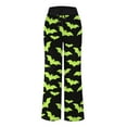 thumbnail image 5 of TTUHYWXI Halloween Pajama Pants Women Stretch Wide Leg Pj Pants High Waisted Cute Pumpkin Skull Ghost Print Pjs Palazzo Pants (Light Green, M), 5 of 6