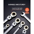 thumbnail image 4 of KFFKFF 8-Piece Flex-Head Ratcheting Wrench Set with Roll-Up Pouch, Cr-V Steel Combination Wrenches, Metric Sizes 8 mm to 17 mm, Suitable for Household and Automotive Repairs, 4 of 9