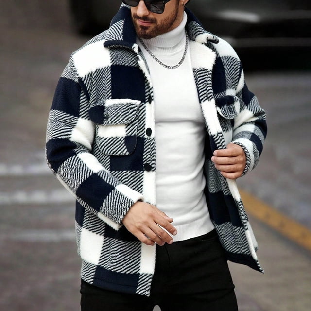 Seeotter Flannel Shirt for Men Plaid Long Sleeve Casual Button Down Shirts Regular Fit Cotton Checkered Top with Pockets