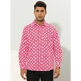 thumbnail image 2 of Unique Bargains Men's Polka Dots Dress Shirt Button Down Long Sleeve Casual Shirts S Pink, 2 of 6