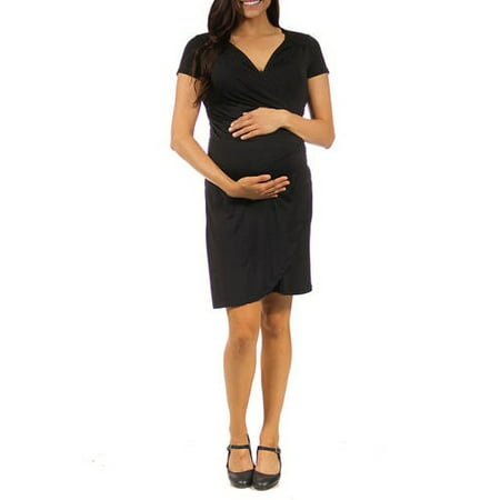 Women's Maternity Cap Sleeve Faux Wrap Knee-Length Dress