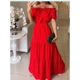 thumbnail image 7 of 2024 Summer Solid Boho Dress Women Fashion Elegant Beach Party Dress Casual Slash Neck Office Maxi Dresses For Woman Robe Femme, 7 of 7
