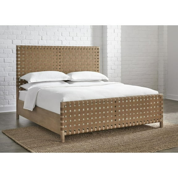 Modus Furniture Dorsey Woven Panel Bed in Granola and Ginger