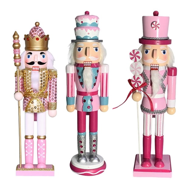 3 estatuas de cascanueces de madera, adorno de marionetas para el hogar, mesa, casa, niños EstiloJ