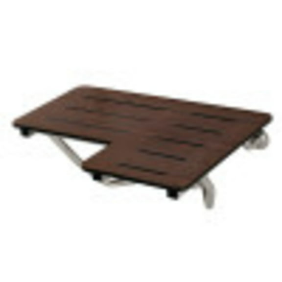 Kingston Brass KBSS2821MW Adascape 28" x 21" Wall Mount Fold Down Shower Seat, Dark Mahogany Wood Grain/SS