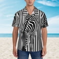 thumbnail image 2 of Susaid Optical Zebra Illusion Print Short Sleeve Shirts Button Down Casual Shirts Summer Beach Aloha Button Down Short Sleeve for Men ,Large, 2 of 7