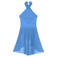 thumbnail image 6 of Jhaoyu Women Lyrical Dance Dress Sleeveless Leotard Dress Halter Neck Flowy Dress Contemporary Light Blue S, 6 of 7