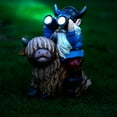 thumbnail image 3 of Garden Gnome Statues Resin Gnome Sitting on Highland Cow Solar LED Lights Outdoor Telescope Gnome Decorations, 3 of 8