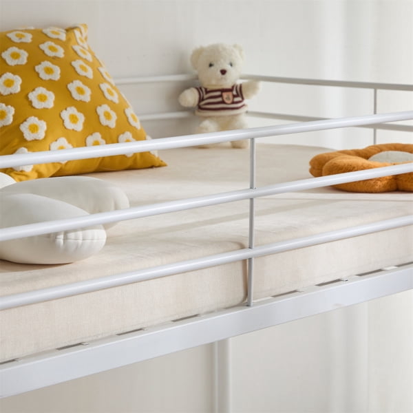Alvantor Twin over Twin Bunk Bed with Ladder, Metal Frame, and Guardrails, White