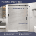 thumbnail image 4 of KPUY 55" - 60" x 76" Frameless Sliding Shower Door with 1/4" SGCC Tempered Glass 6mm, Explosion-Proof Film, Nano Coating, Anti-Crash door, Matte Black, 4 of 9