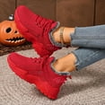 thumbnail image 4 of Women's Fleece Lined Slip On Sneakers Lace Up Breathable Winter Shoes Lightweight Casual Non Slip Running Shoes Red Size 7.5, 4 of 7