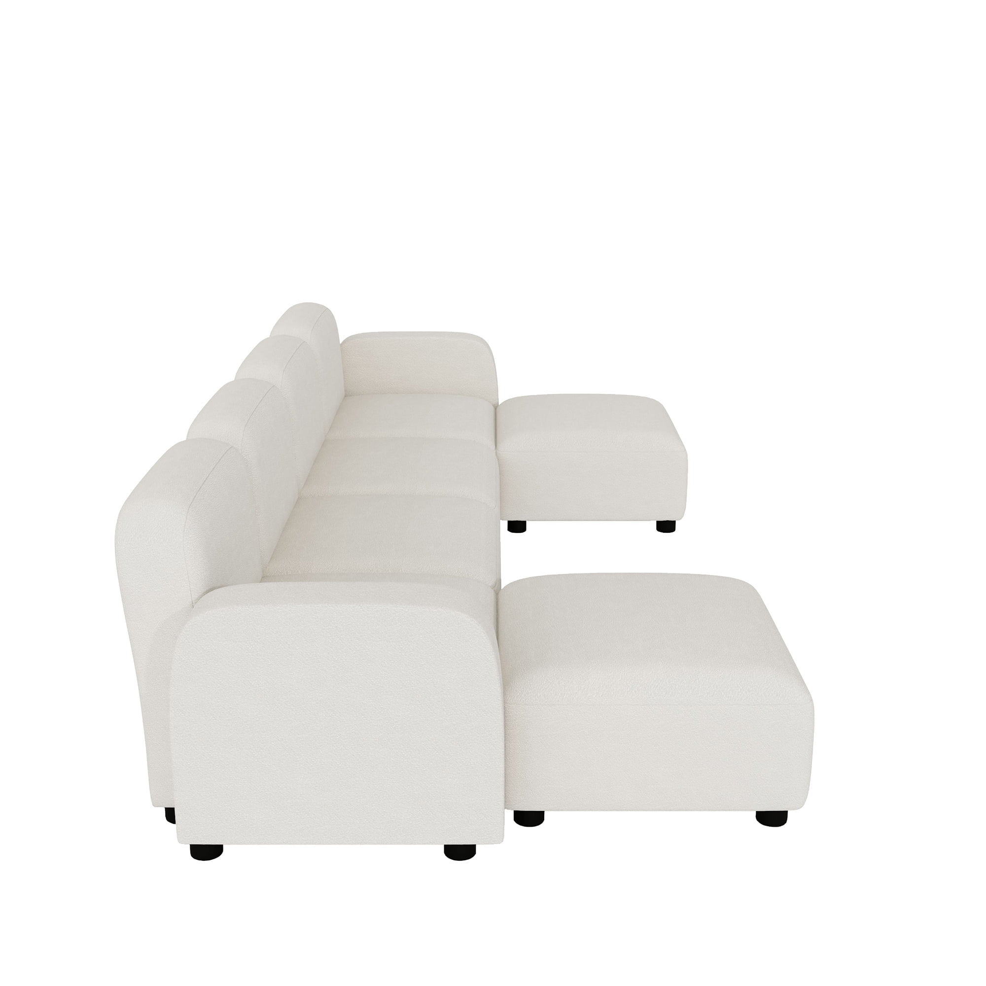 MAYEERTY 116x58" Velvet Modular Sectional Sofa - U-Shaped Reversible 6-Seat Sleeper Cloud Couch with Ottoman, Convertible for Living Room, Beige