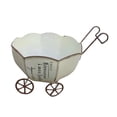 thumbnail image 2 of Almencla Decorative Garden Wagon Planter Desktop Backyard Patio Flowerpot with Wheels Beige, 2 of 8