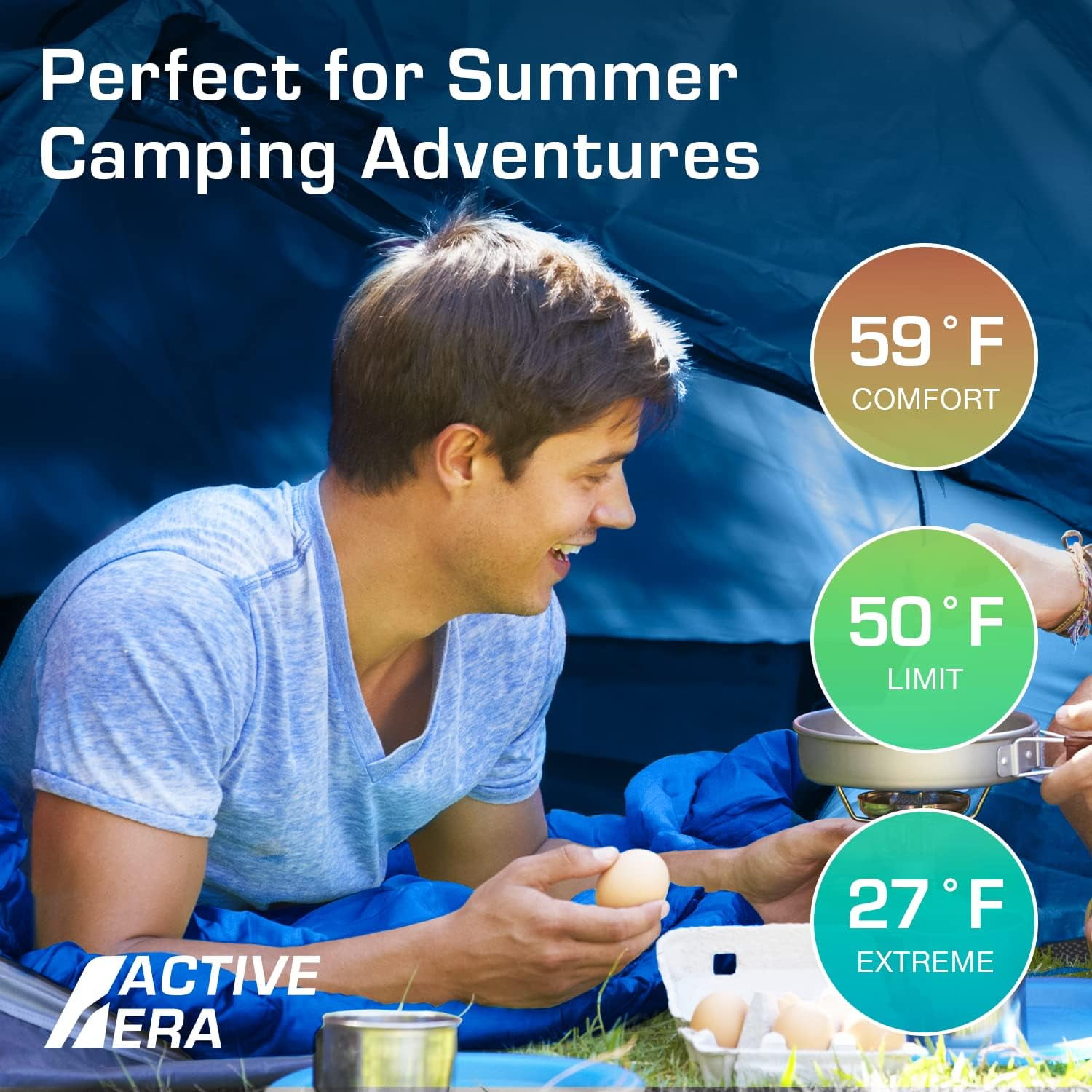 Active Era Camping Sleeping Bag for Adults - Warm, Compact, Lightweight Polyester Sleeping Bag for Camping Adult - Indoor & Outdoor Summer Camping Sleeping Bags for Adults, Boys and Girls