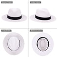thumbnail image 2 of Straw Hat Ladies Summer Beach Sun Hat Wide Brim Fedora, White, 2 of 5