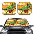 thumbnail image 2 of Rateoe Cool Dinosaur Playing Guitar Pattern 2 Piece Car Windshield Sun Shade Foldable | Front Windshield Shade for Sun, Heat and UV Rays | Sunshade for Car Front Window-Large, 2 of 6