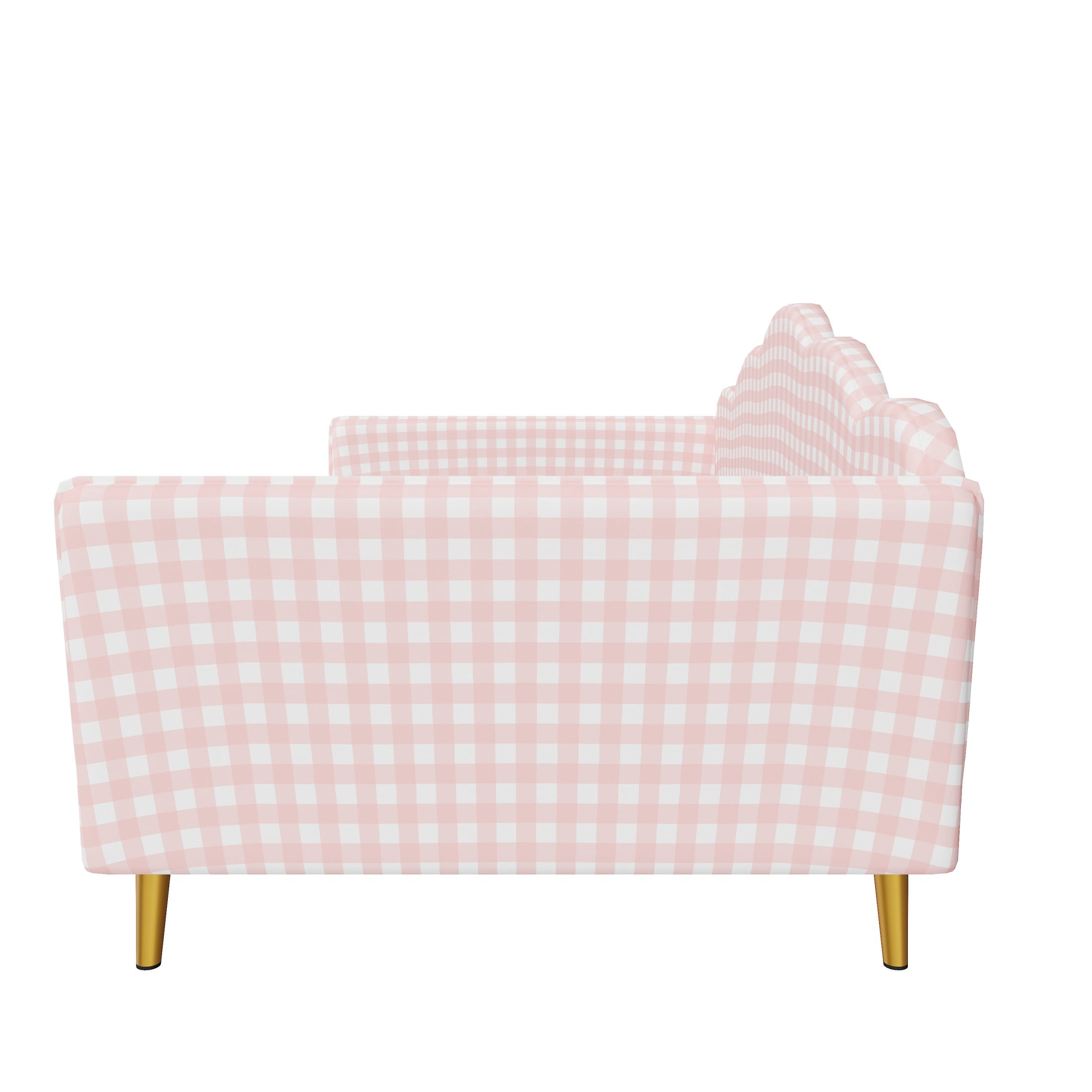 Noble House Jocast Twin Size Upholstered Platform Daybed, Gingham Pattern Headboard and Side Armrests, Pink