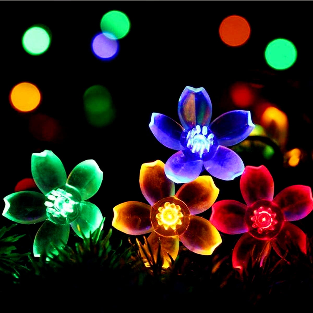 Solar Outdoor String Lights 50 LED Flower Shaped Christmas Lights Fairy