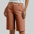 thumbnail image 2 of vigerkar Bermuda Shorts for Women Trendy 2025 Casual Summer High Waisted Chino Shorts Straight Leg Hiking Vacation Outfits Brown, S, 2 of 7