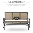 thumbnail image 5 of Outsunny Patio Glider Bench, Outdoor Porch Glider Swing with 3 Seats, Breathable Mesh Fabric, Metal Frame, Light Mixed Brown, 5 of 9