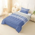 thumbnail image 2 of Castle Fairy Retro Striped Band Twin Comforter Sets 2pcs,Minimalism Dot Heart Bedding Set,Dusty Blue White,Reversible,1 Comforter and 1 Pillowcase, 2 of 6