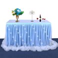 thumbnail image 1 of Thread Ribbon Table Skirt with LED Light for Wedding Party Decoration blue 9FT*30in, 1 of 8