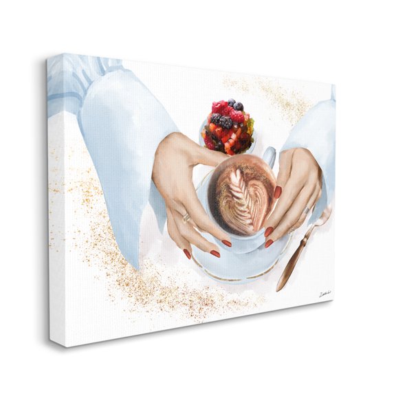 Stupell Industries Hands Holding Cappuccino Glam Fashion Detail Canvas Wall Art, 24 x 30, Design by Ziwei Li