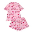 thumbnail image 3 of JIKNTTR Women Valentine's Day Pajamas Heart Print Lapel Short Sleeve Shorts Sleepwear Homewear Stylish Nightwear 2 Piece Outfit Stylish Pajama Sets, 3 of 9
