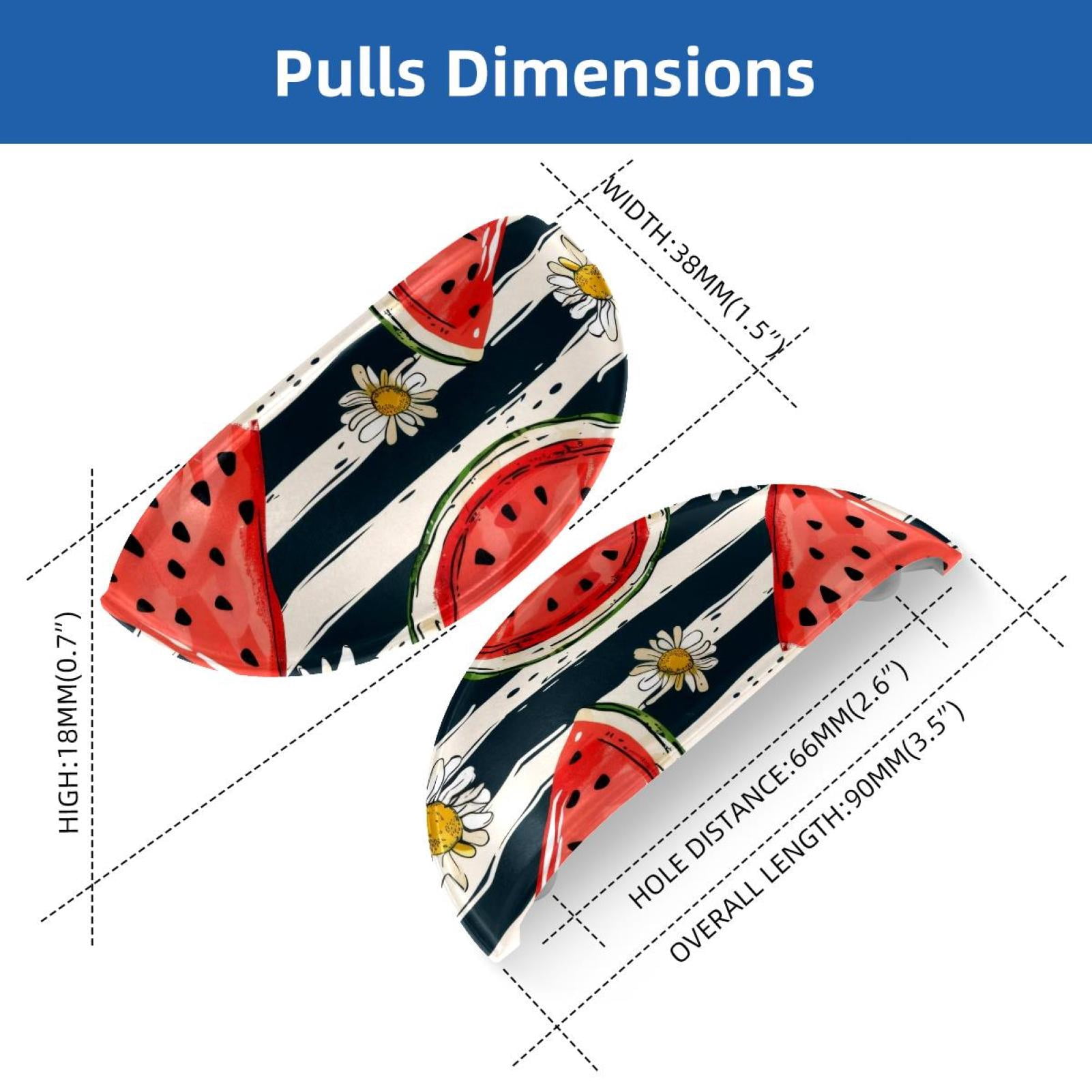 PhooArto 6 Pcs Cup Drawer Pulls, Watermelon Daisy Flowers Stripe Pattern Shell Shape Handles Cabinet Knobs for Dresser Cupboard Closet Wardrobe with Screws
