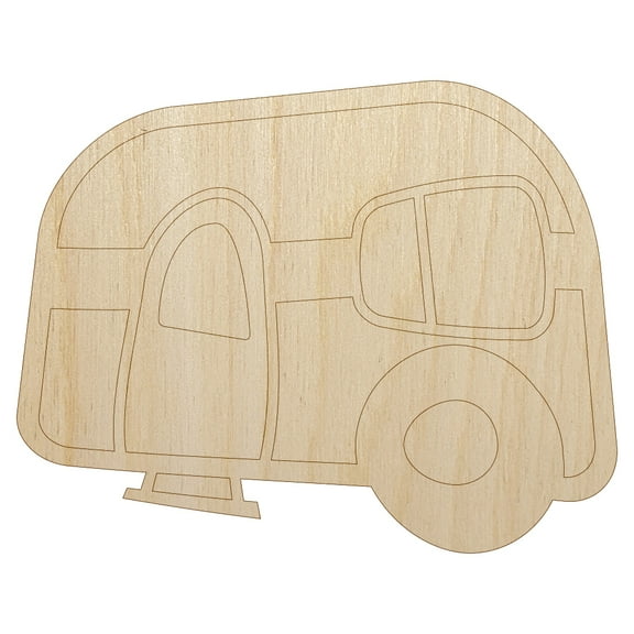 Camper Doodle Wood Shape Unfinished Piece Cutout Craft DIY Projects - 4.70 Inch Size - 1/8 Inch Thick