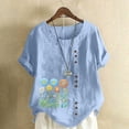 thumbnail image 2 of Túnica de Manga Corta Tops para las Mujeres Océano Pescado Impreso Blusa, Ropa Casual Ver Botón Arriba Camiseta, 2 of 4