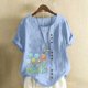 thumbnail image 2 of Túnica de Manga Corta Tops para las Mujeres Océano Pescado Impreso Blusa, Ropa Casual Ver Botón Arriba Camiseta, 2 of 4