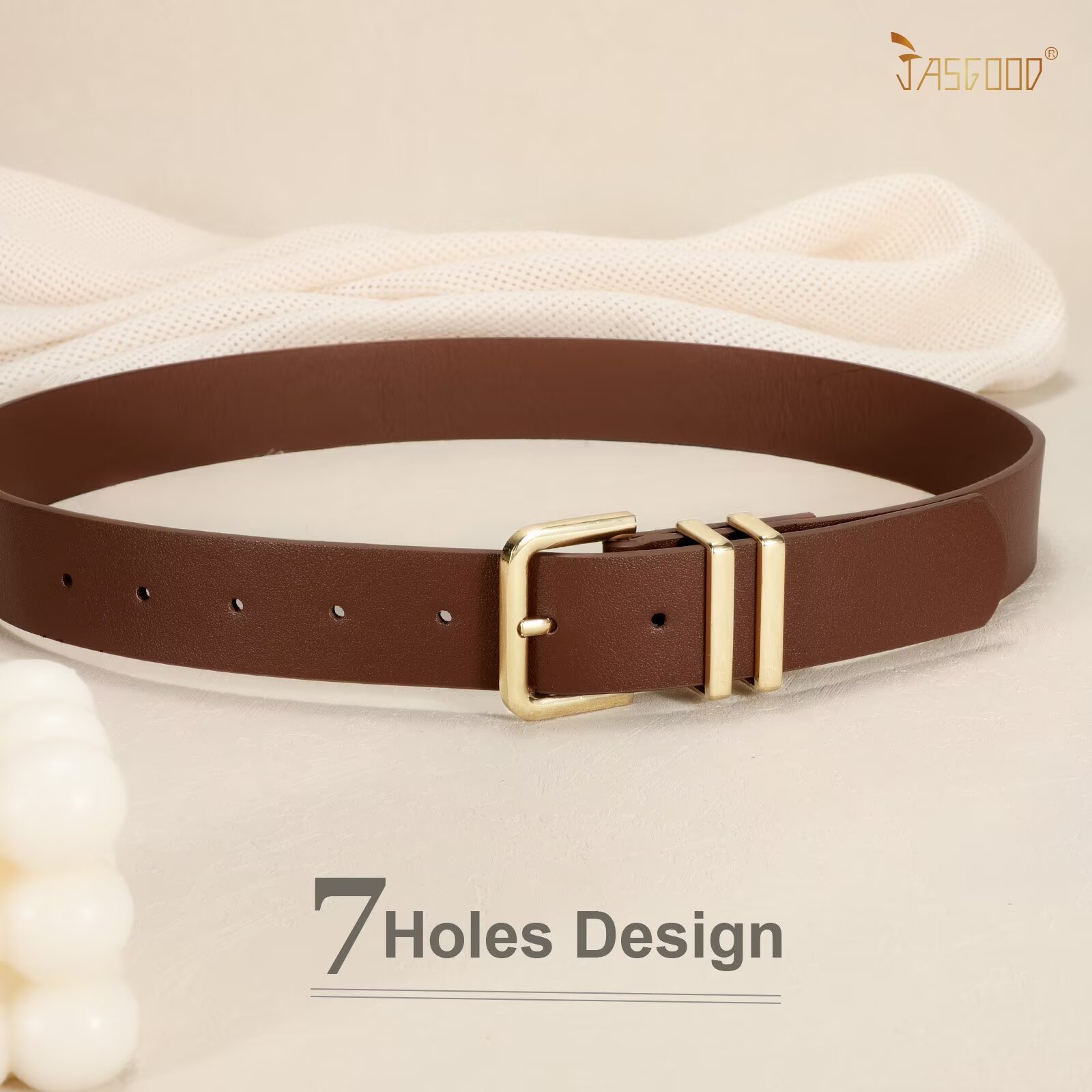 JASGOOD 3 Pack Women Leather Belts with Gold Buckle photo 6