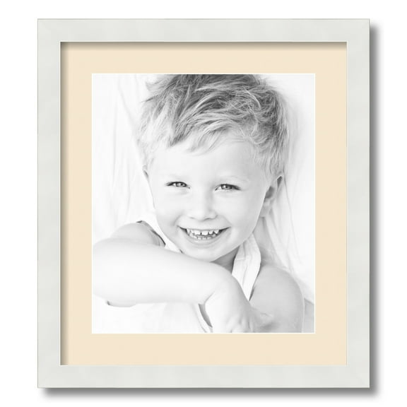 ArtToFrames 16x18" Matted Picture Frame with 12x14" Single Mat Photo Opening Framed in 1.25" Satin White Frame and 2" Alabaster Mat (FWM-3966-16x18)