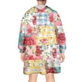 thumbnail image 2 of Wearable Oversized Blanket,Pioneer Flower Floral Print Pattern Wearable Blanket Hoodie for Adults,Cozy Hooded Blankets with Super Pockets,Super Warm Fuzzy Pullover for Women & Men, 2 of 6